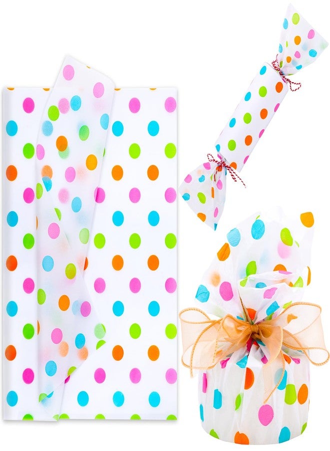 Whaline 100 Sheets Dot Tissue Paper Rainbow Colored Gift Wrapping Paper Art Craft Paper for DIY Crafts Birthday Baby Shower Party Decorations, 14 x 20 Inch - Image 1